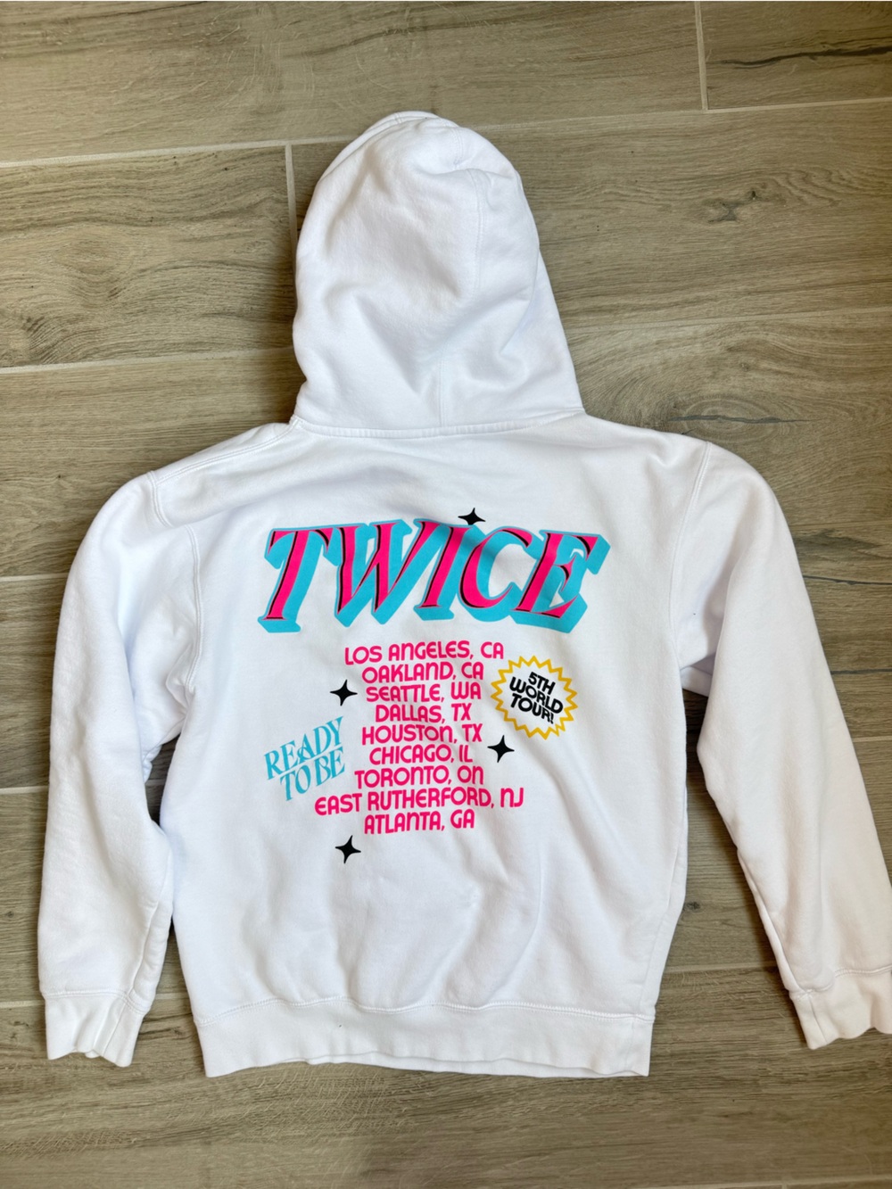 TWICE Ready To Be 5th World Tour 2023 Official White Graphic Hoodie Small K-Pop